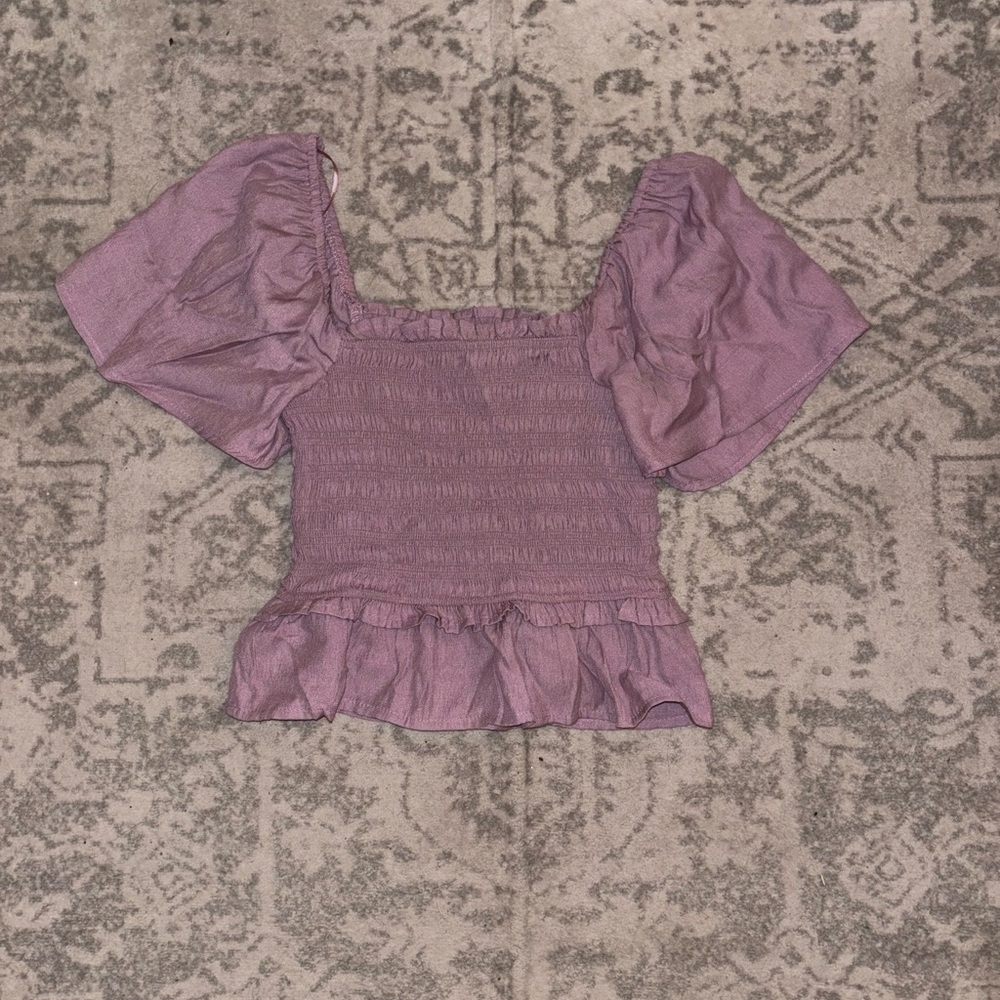 Grace Purple Blouse with Ruffled Hem